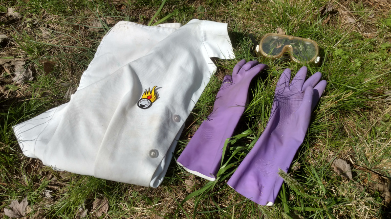 don't forget proper PPE: gloves, goggles, and a lab coat